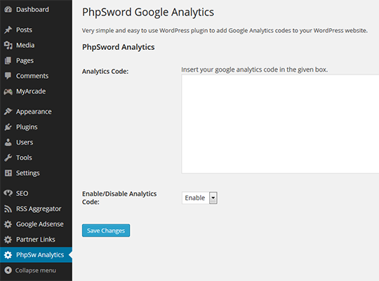 PhpSword Google Analytics WordPress Plugin